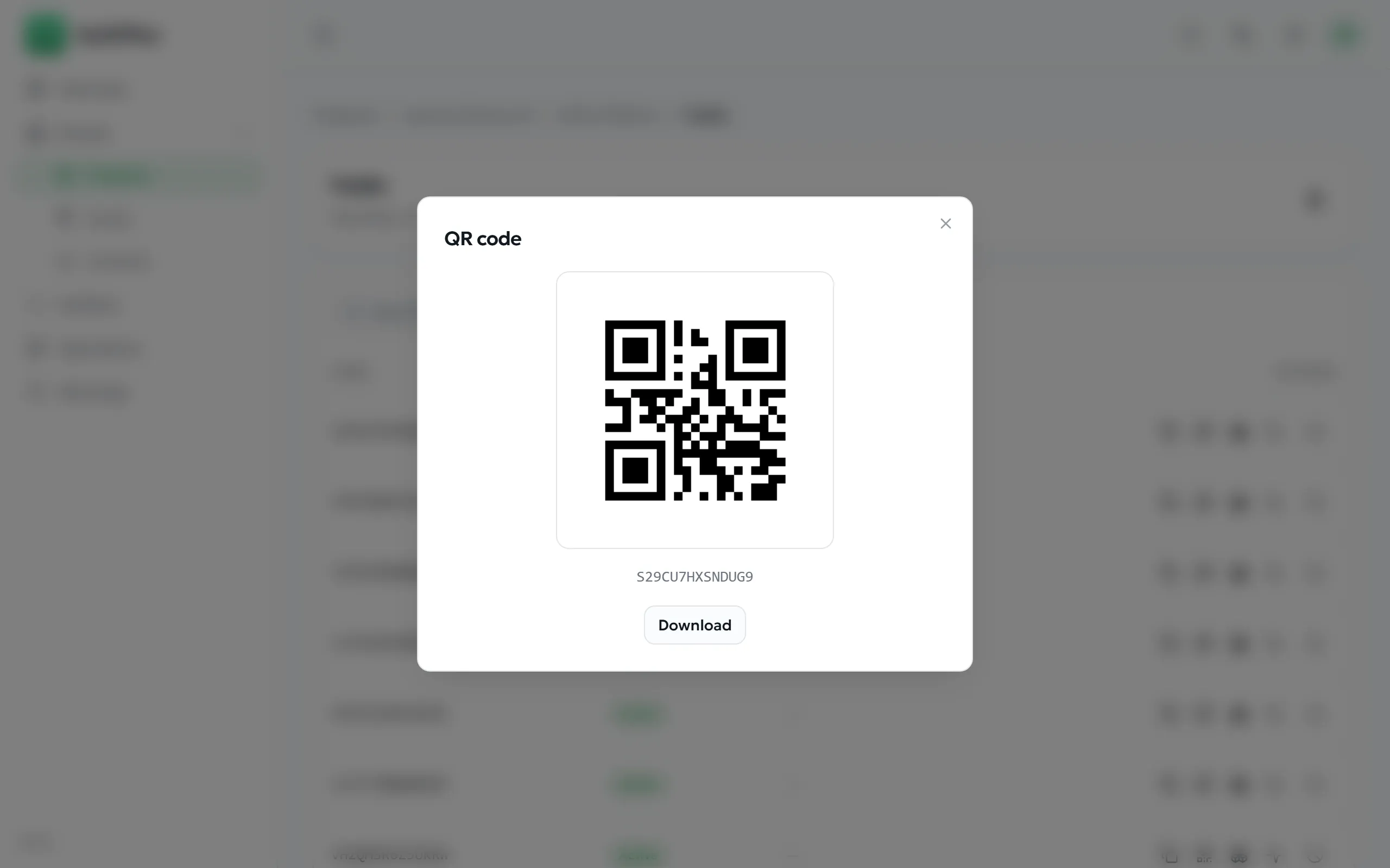 QR code dialog