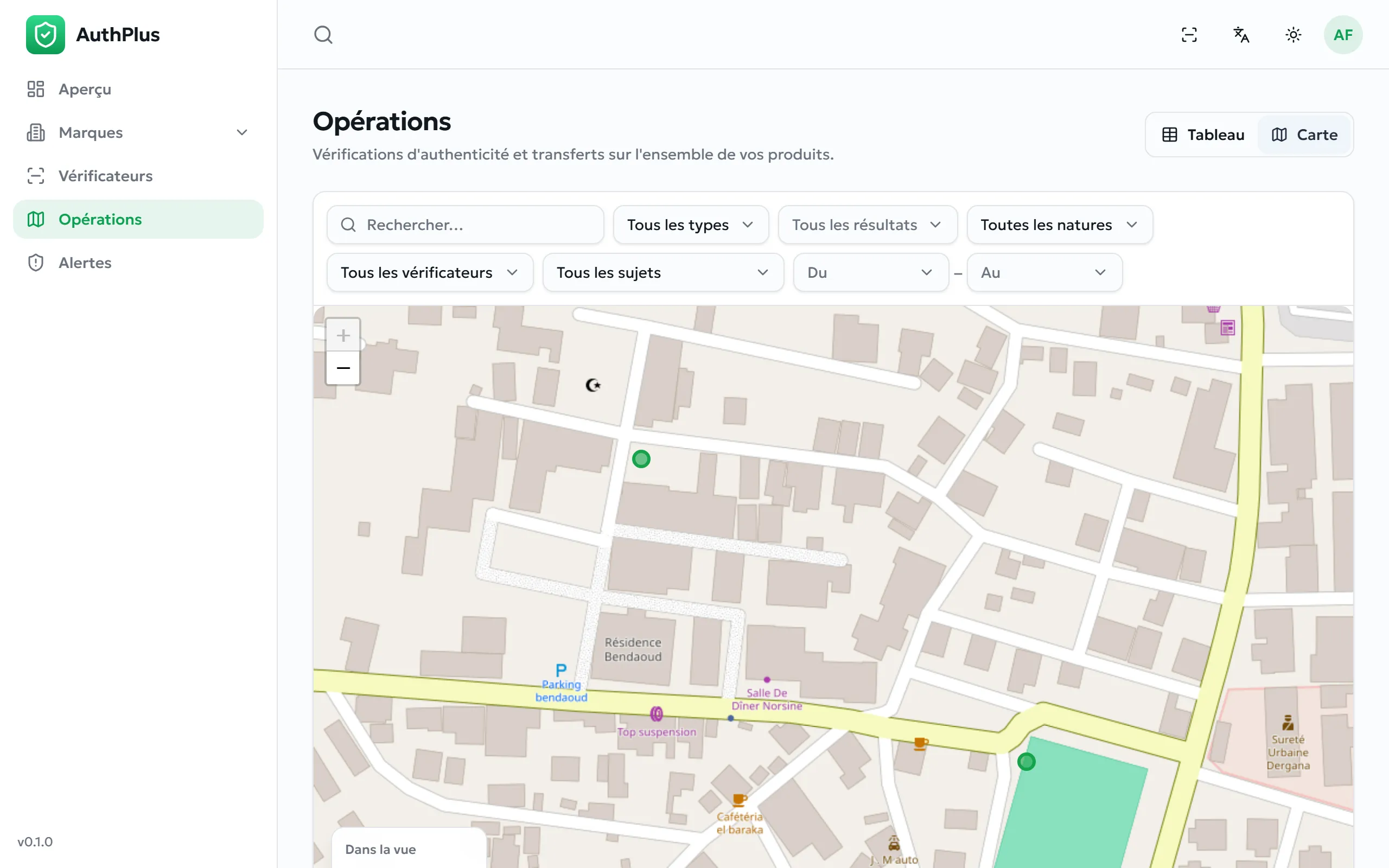 Carte des opérations