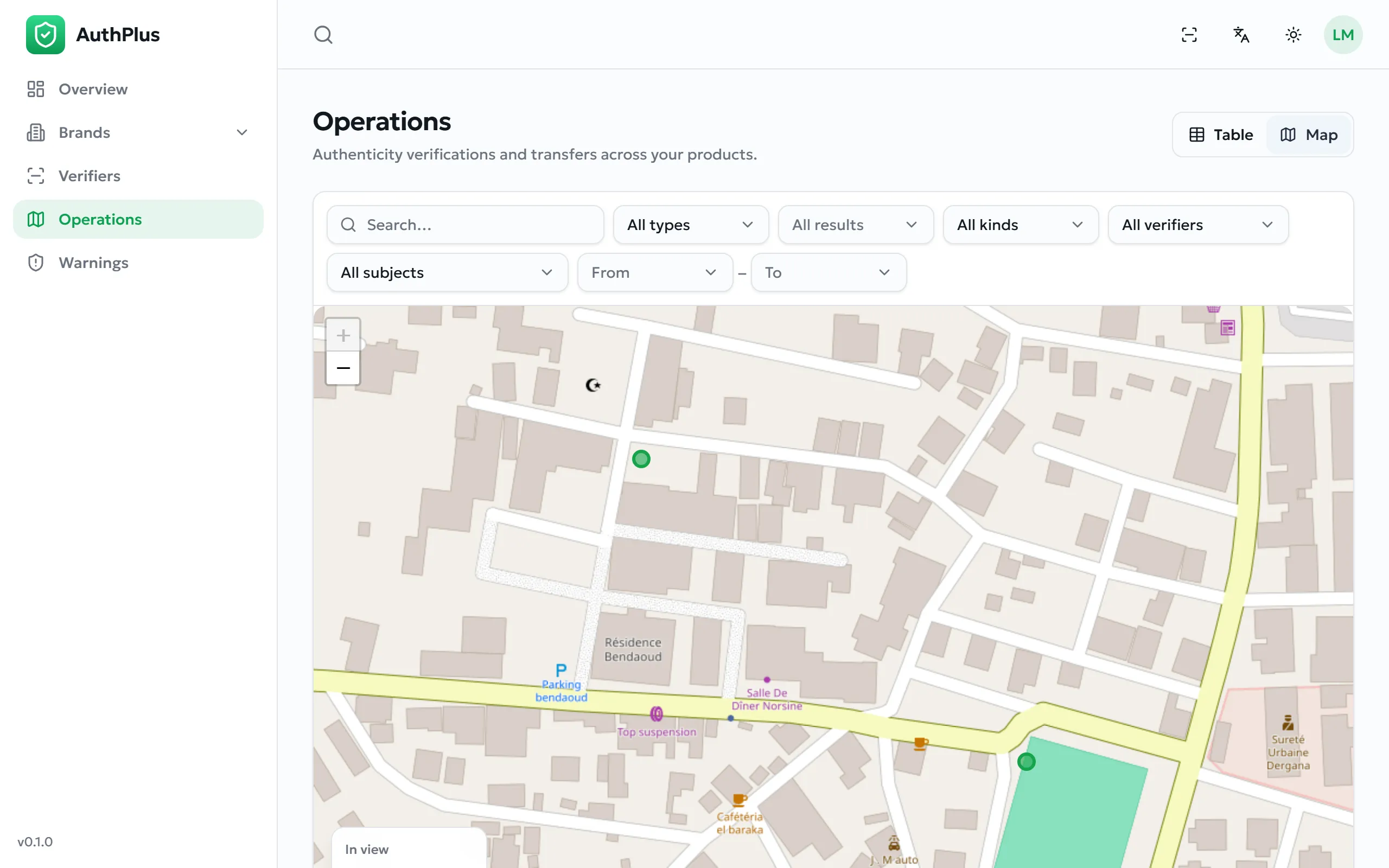 Operations map
